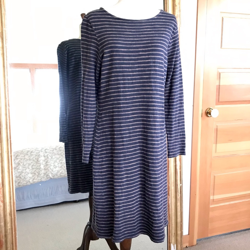 Garnet Hill | Bateau Neck Striped Organic Cotton Tunic Dress
